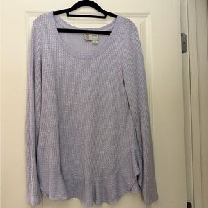 Anthropologie Light Lavender Waffle Knit Long Sleeve Top